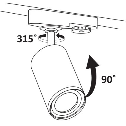 Spot voor een rail Systeem PARIJS 3xGU10/10W/230V + 1 m rails systeem zwart