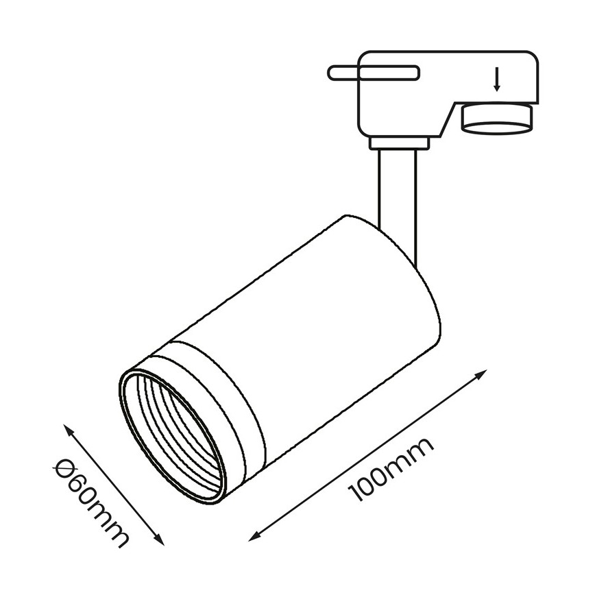 Spot voor een Rail Systeem PIPE 1xGU10/25W/230V wit
