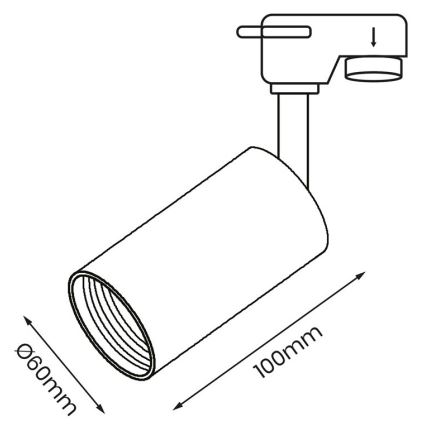 Spot voor een Rail Systeem PIPE 1xGU10/25W/230V zwart