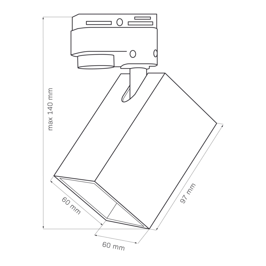 Spot voor een rail Systeem SQUARE 1xGU10/10W/230V zwart