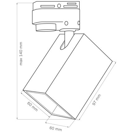 Spot voor een rail Systeem SQUARE 3xGU10/10W/230V + 1 m rails systeem zwart