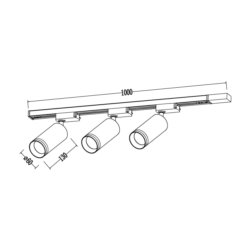 Spot voor het PIPE railsysteem, 3x GU10/10W/230V, wit