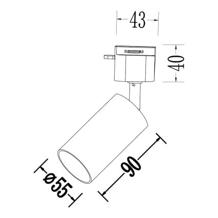 Spotarmatuur voor 1-fase railsysteem TIGER 1xGU10/10W/230V wit