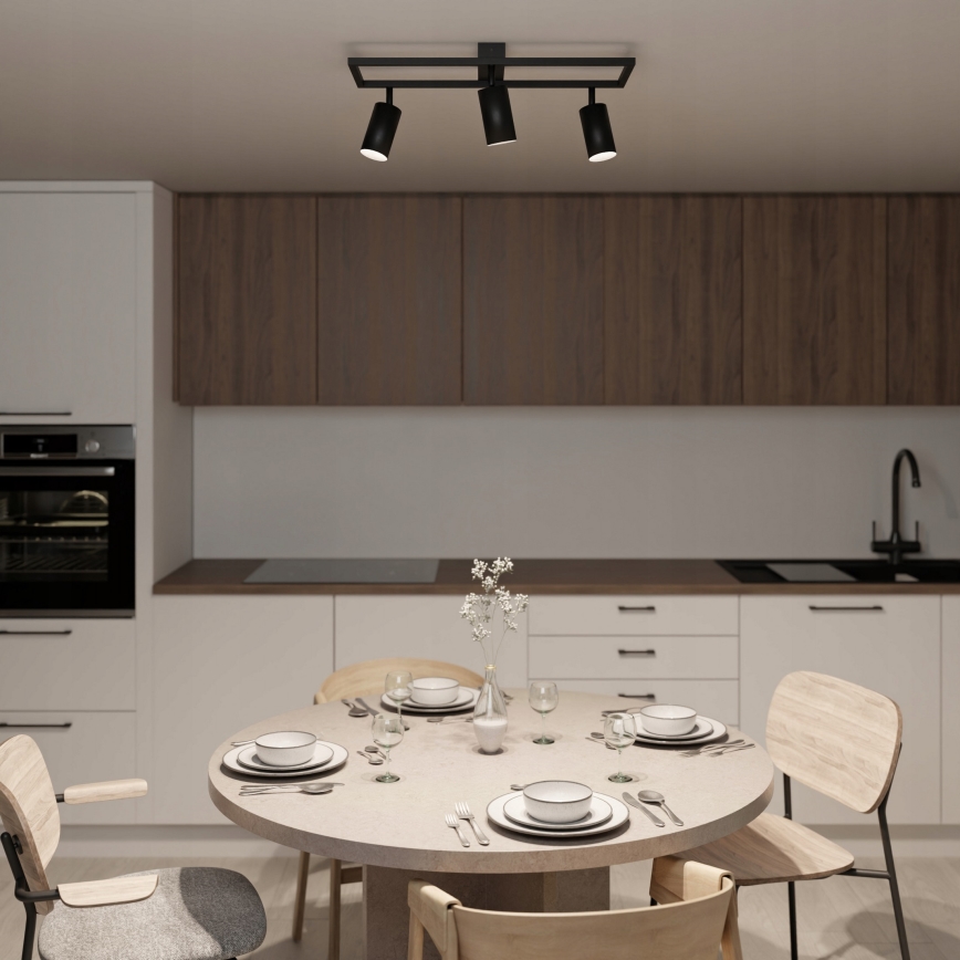 Spotlamp 3x GU10/30W/230V zwart