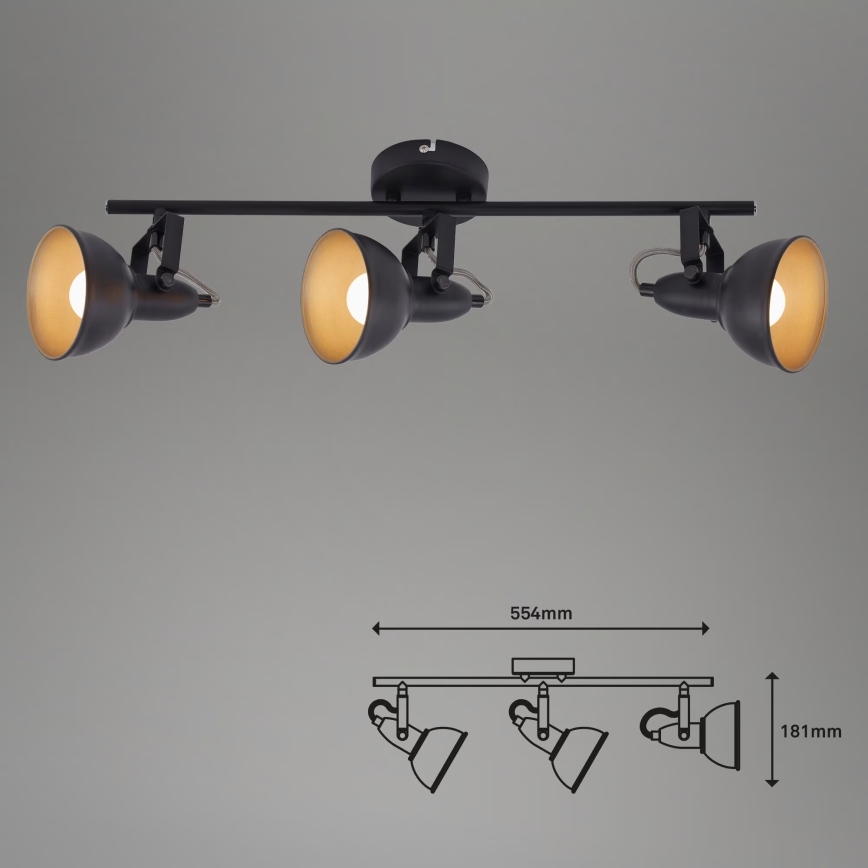 Spotlamp 3xE14/40W/230V zwart