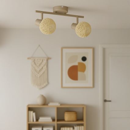 Spotlamp DEX 2xE14/10W/230V beige/crème