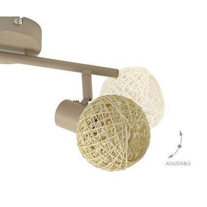 Spotlamp DEX 2xE14/10W/230V beige/crème