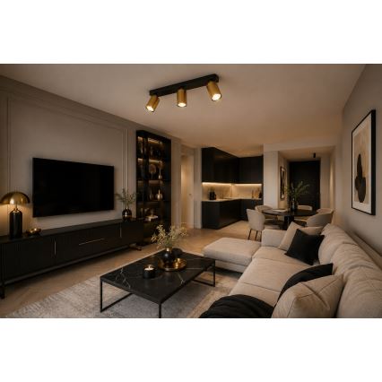 Spotlamp ELAN 3xGU10/30W/230V goud/zwart