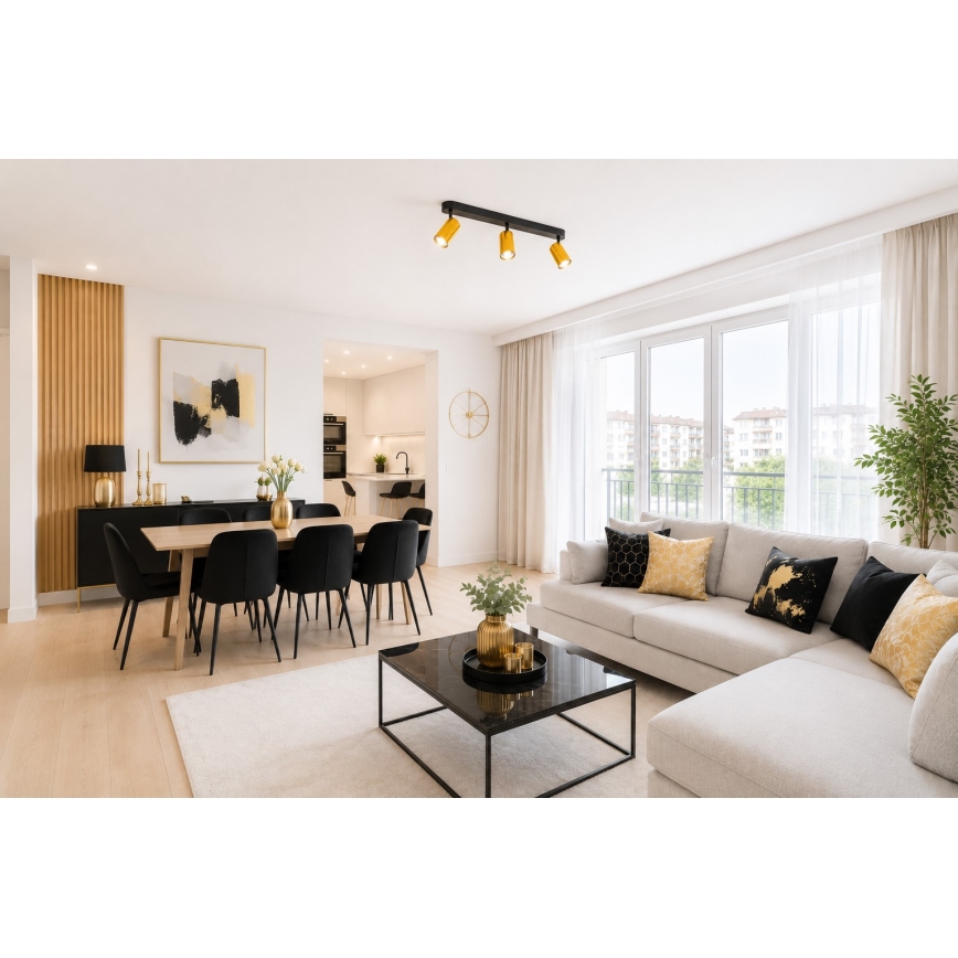 Spotlamp FAMA 3xGU10/30W/230V goud/zwart