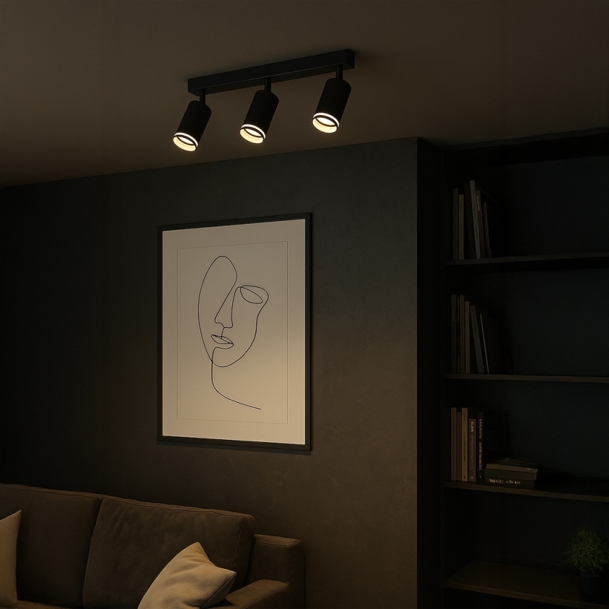Spotlamp PIPE 3xGU10/10W/230V, zwart