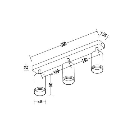 Spotlamp PIPE 3xGU10/10W/230V, zwart