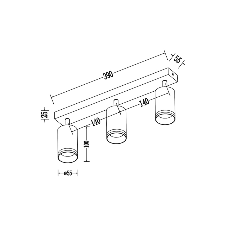 Spotlamp PIPE 3xGU10/10W/230V, zwart