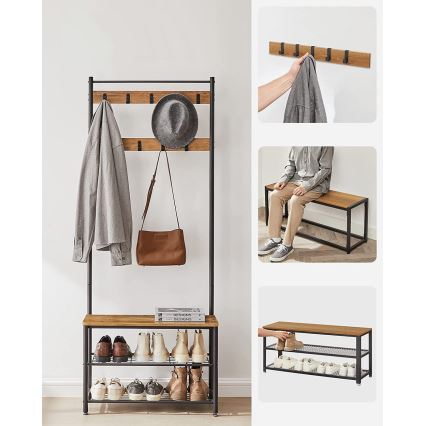 Staande kapstok NAVOR bruin/zwart