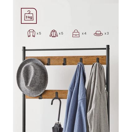 Staande kapstok NAVOR bruin/zwart