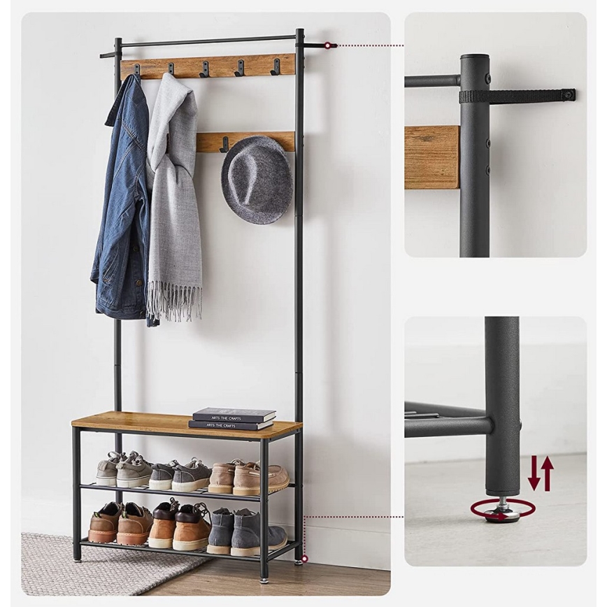 Staande kapstok NAVOR bruin/zwart