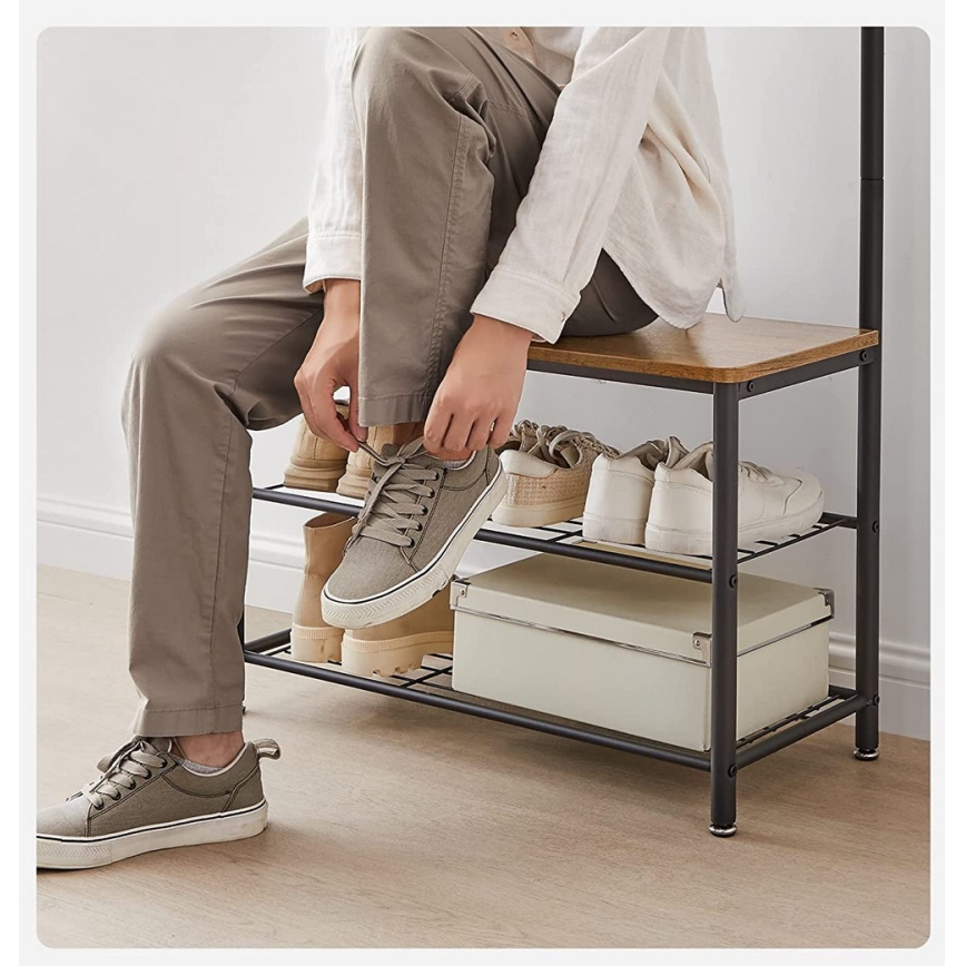 Staande kapstok NAVOR bruin/zwart