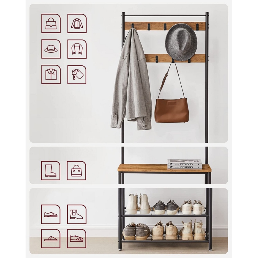 Staande kapstok NAVOR bruin/zwart