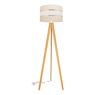 Staande Lamp HELEN 1xE27/15W/230V crème/goud/eiken