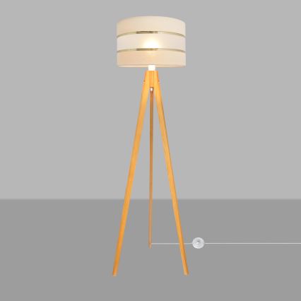 Staande Lamp HELEN 1xE27/15W/230V crème/goud/eiken