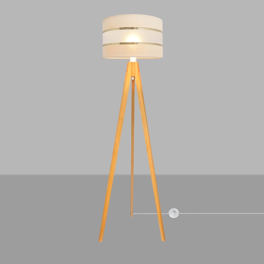 Staande Lamp HELEN 1xE27/15W/230V crème/goud/eiken