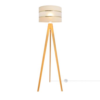 Staande Lamp HELEN 1xE27/15W/230V crème/goud/eiken