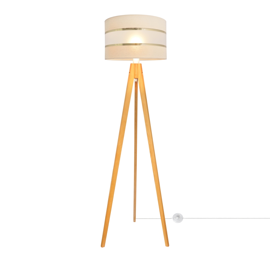 Staande Lamp HELEN 1xE27/15W/230V crème/goud/eiken