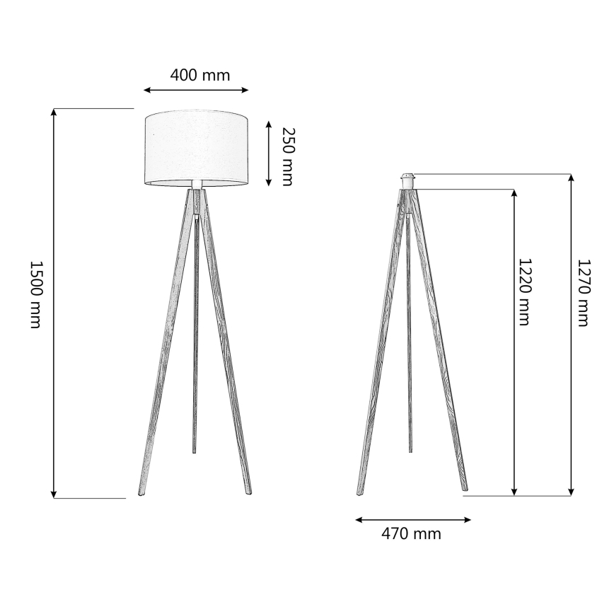 Staande Lamp HELEN 1xE27/15W/230V crème/goud/eiken