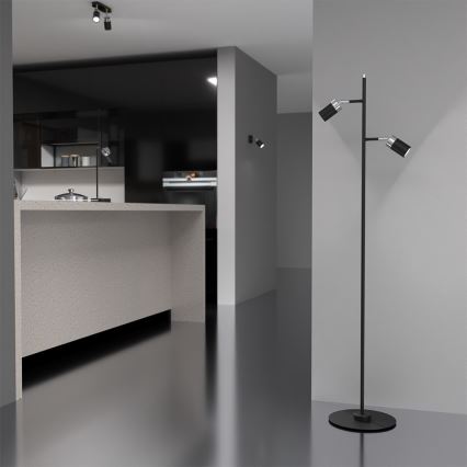 Staande Lamp JOKER 2xGU10/25W/230V zwart/glanzend chroom