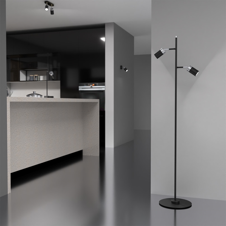 Staande Lamp JOKER 2xGU10/25W/230V zwart/glanzend chroom