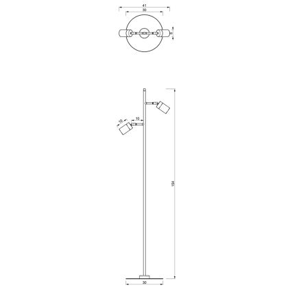 Staande Lamp JOKER 2xGU10/25W/230V zwart/glanzend chroom