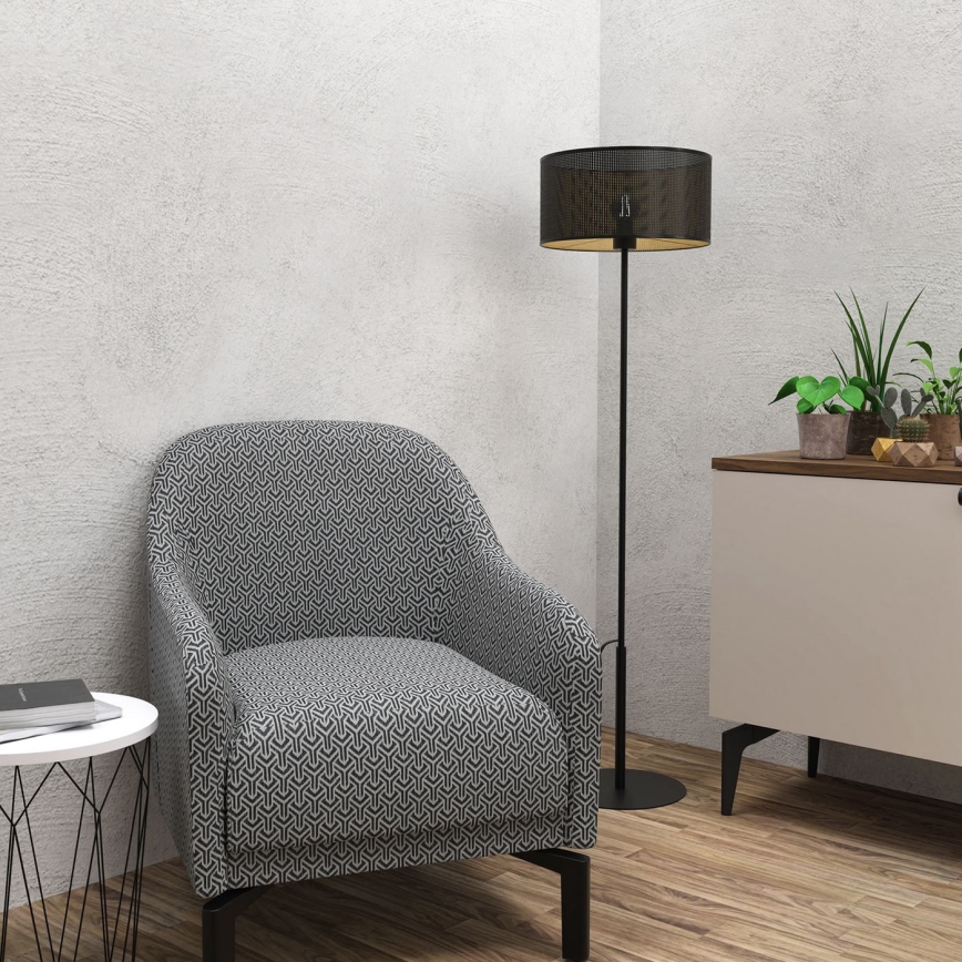 Staande lamp LOFT SHADE 1xE27/60W/230V zwart/gouden