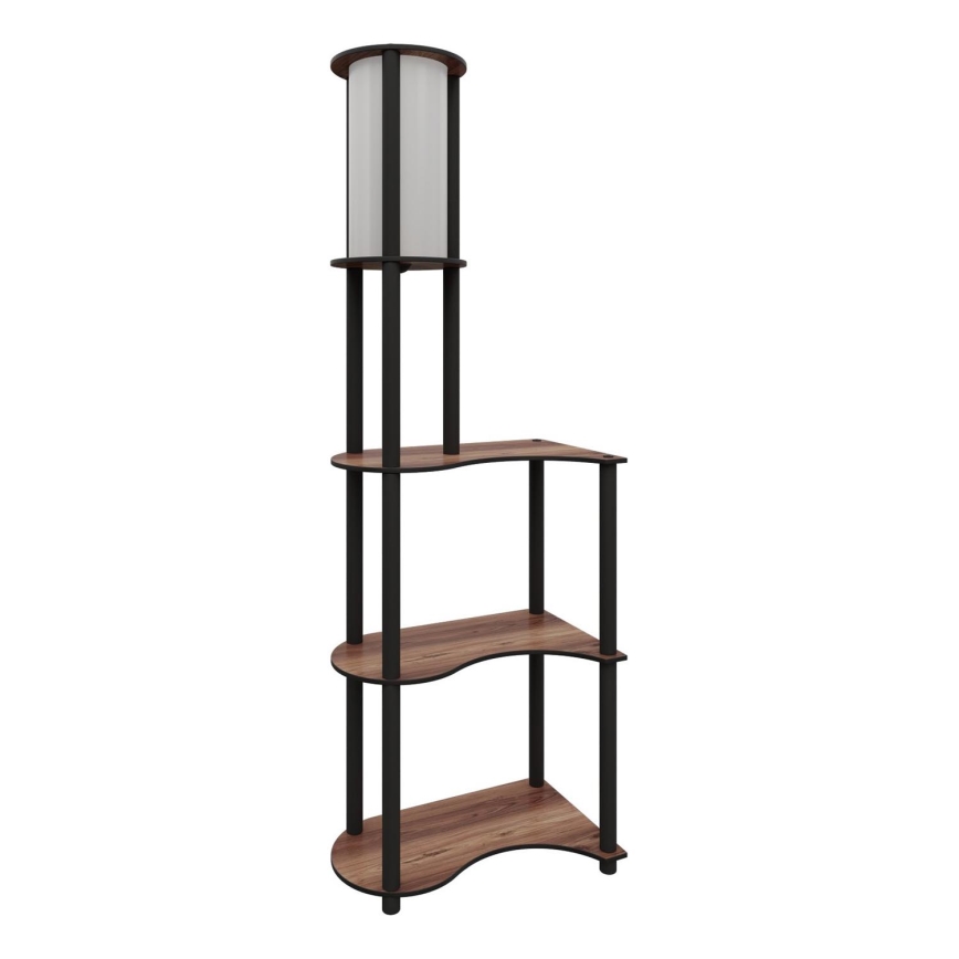 Staande lamp met planken 1xE27/40W/230V 140 cm zwart/bruin