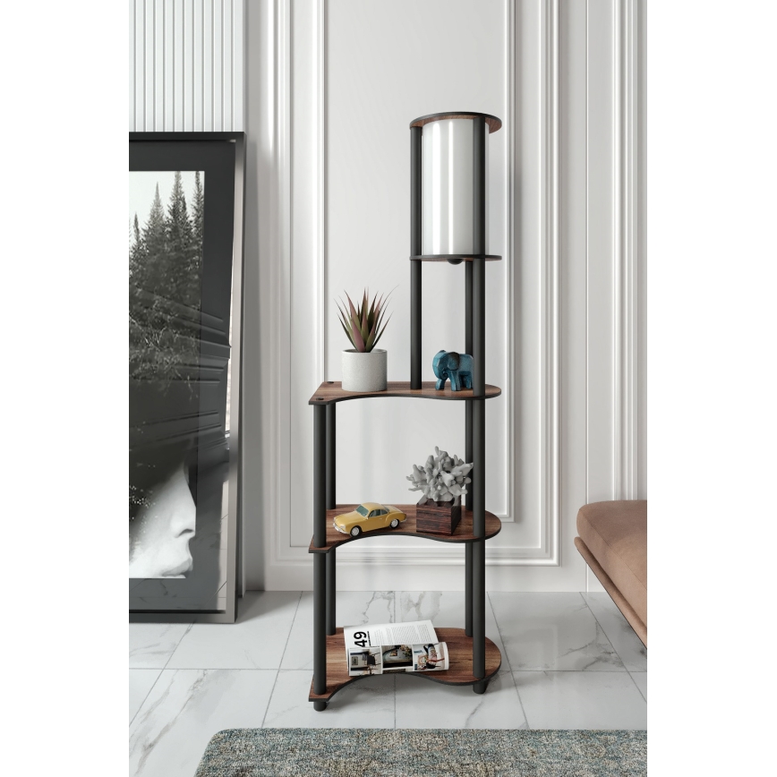 Staande lamp met planken 1xE27/40W/230V 140 cm zwart/bruin