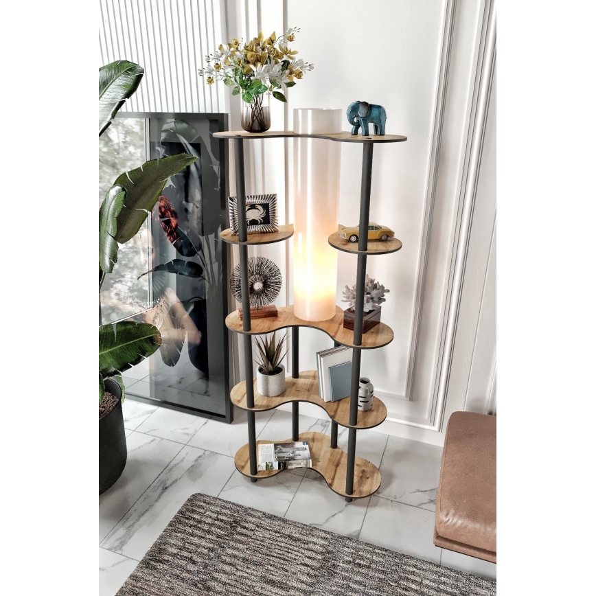 Staande lamp met planken 1xE27/40W/230V 150 cm zwart/beige