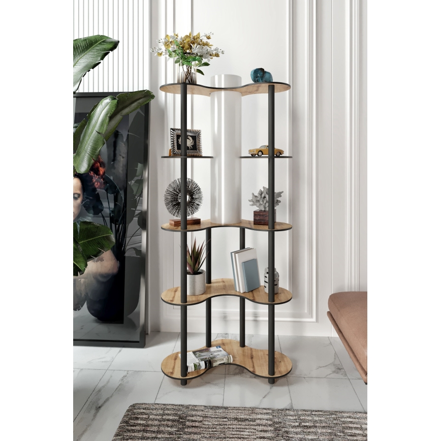 Staande lamp met planken 1xE27/40W/230V 150 cm zwart/beige