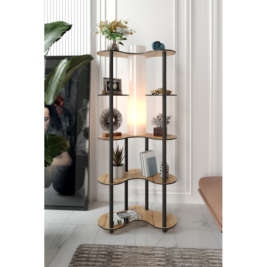 Staande lamp met planken 1xE27/40W/230V 150 cm zwart/beige