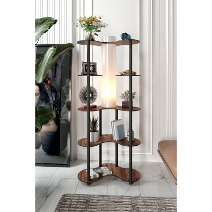 Staande lamp met planken 1xE27/40W/230V 150 cm zwart/bruin