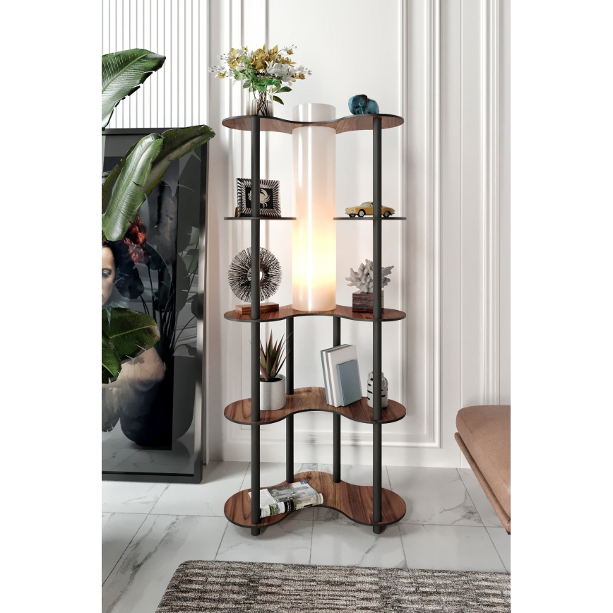Staande lamp met planken 1xE27/40W/230V 150 cm zwart/bruin