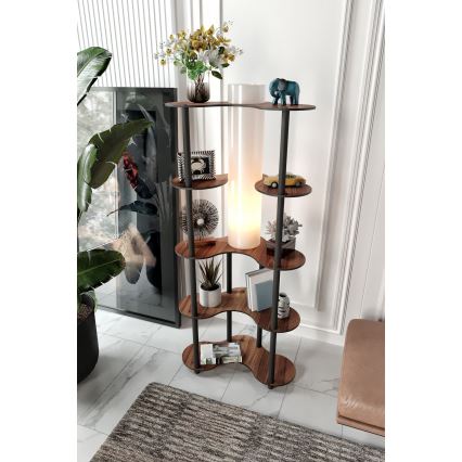 Staande lamp met planken 1xE27/40W/230V 150 cm zwart/bruin