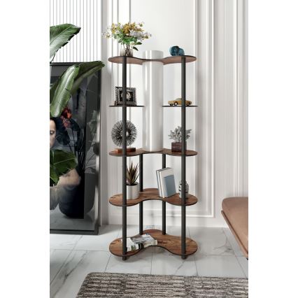 Staande lamp met planken 1xE27/40W/230V 150 cm zwart/bruin