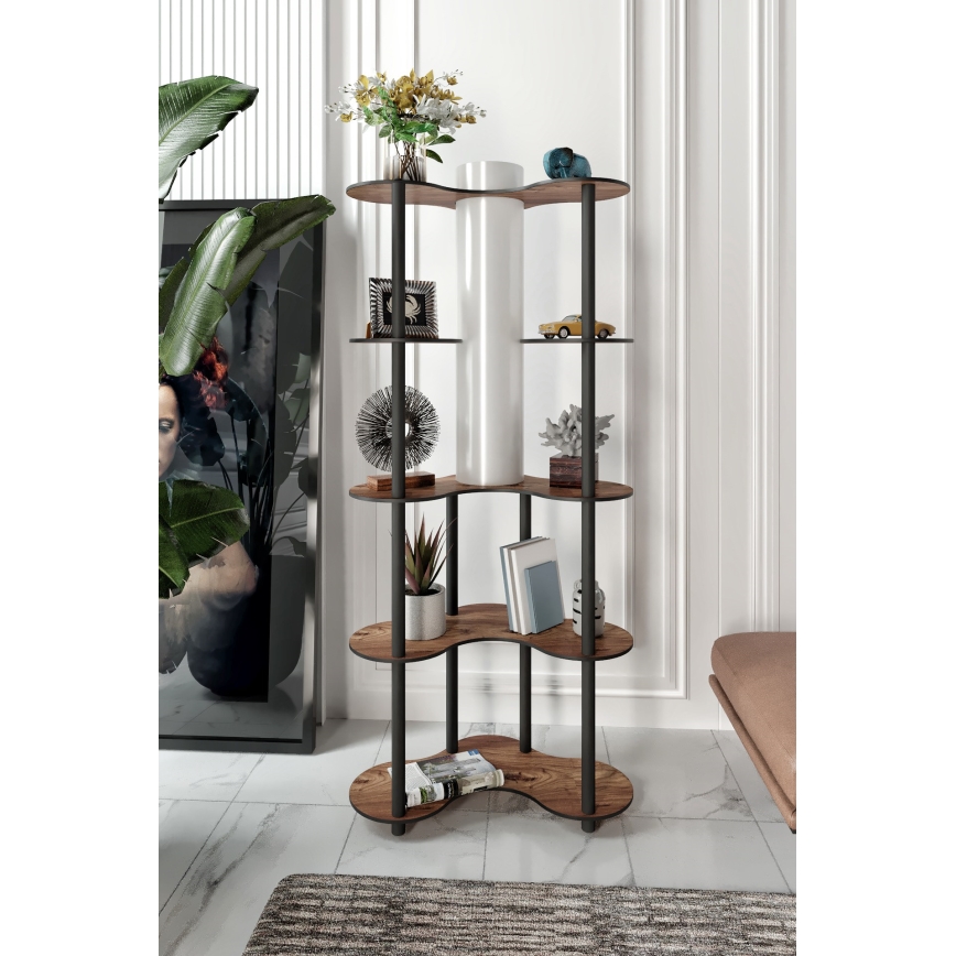Staande lamp met planken 1xE27/40W/230V 150 cm zwart/bruin