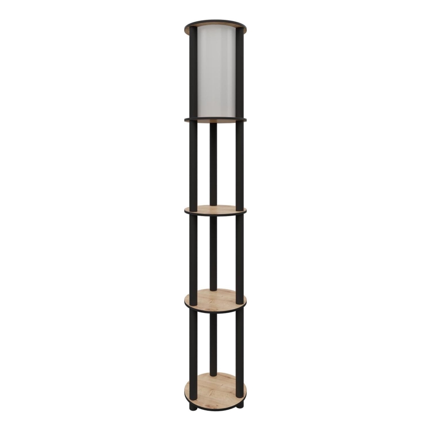 Staande lamp met planken 1xE27/40W/230V 150 cm zwart/bruin