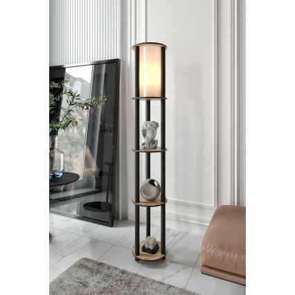 Staande lamp met planken 1xE27/40W/230V 150 cm zwart/bruin