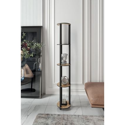 Staande lamp met planken 1xE27/40W/230V 150 cm zwart/bruin
