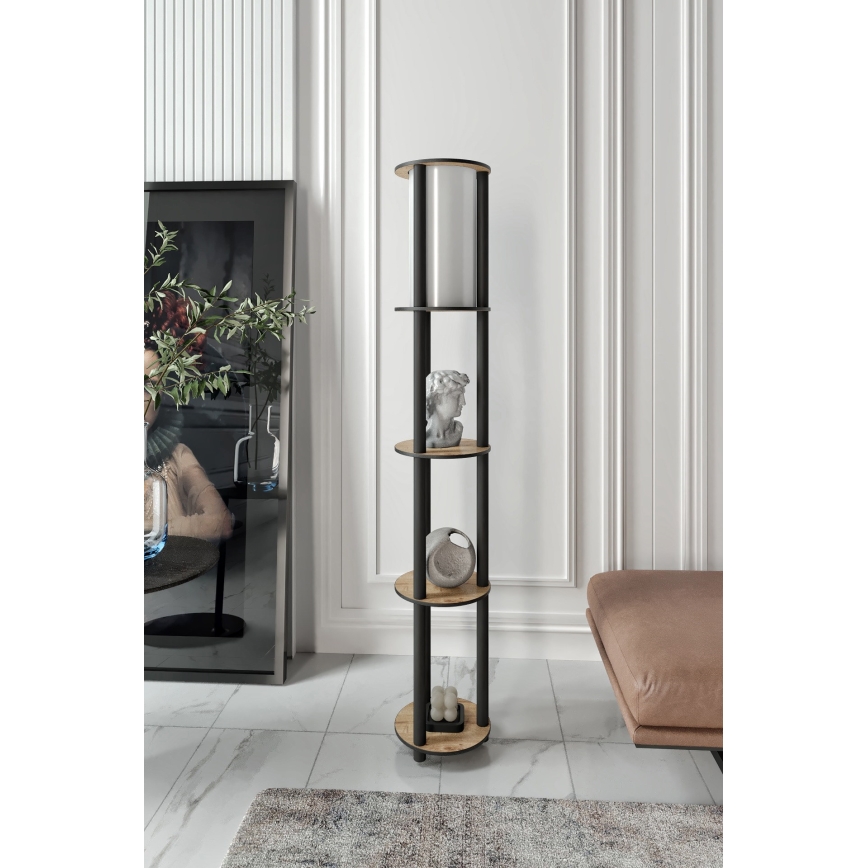 Staande lamp met planken 1xE27/40W/230V 150 cm zwart/bruin