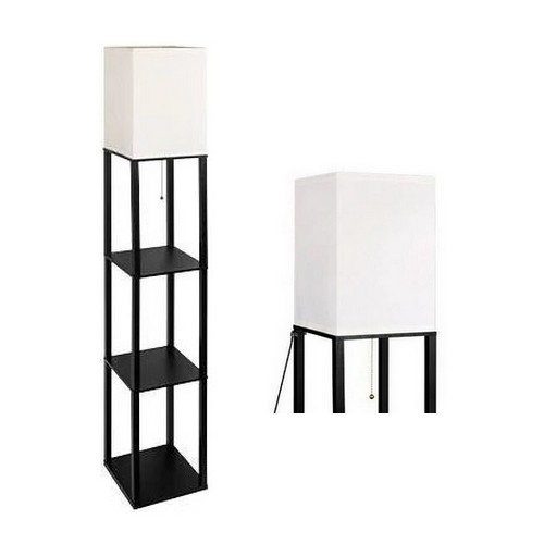 Staande lamp met planken 1xE27/60W/230V zwart/wit