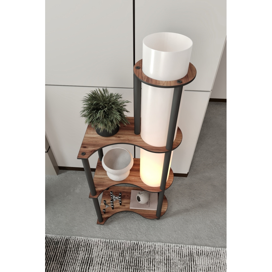Staande lamp met planken NOTO 1xE27/40W/230V bruin/zwart