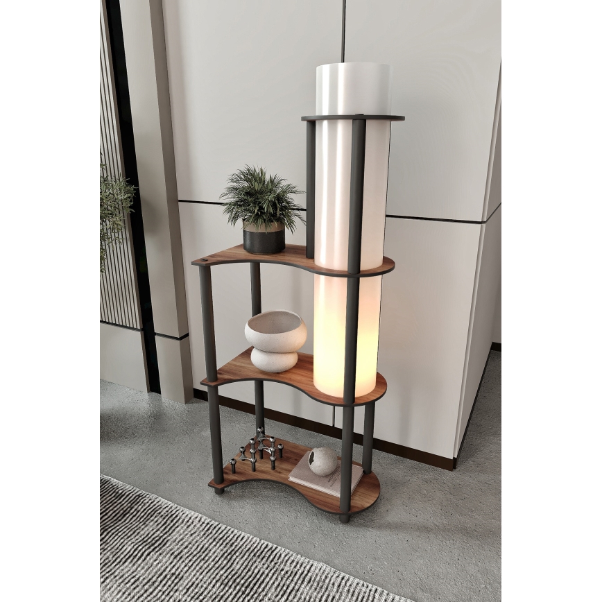 Staande lamp met planken NOTO 1xE27/40W/230V bruin/zwart