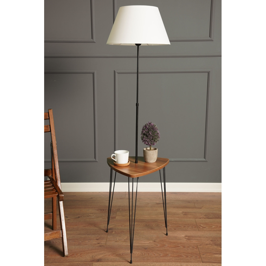 Staande lamp met tafel 1xE27/40W/230V zwart/bruin