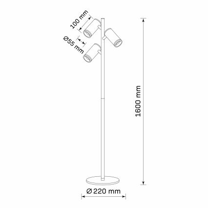 Staande Lamp PARIJS 3xGU10/12W/230V zwart